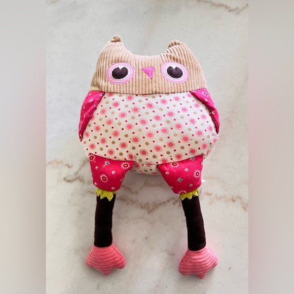 Pottery Barn Kids Penny Owl Corduroy Pink Plush Toy Pillow Stuffed Animal - Picture 1 of 5